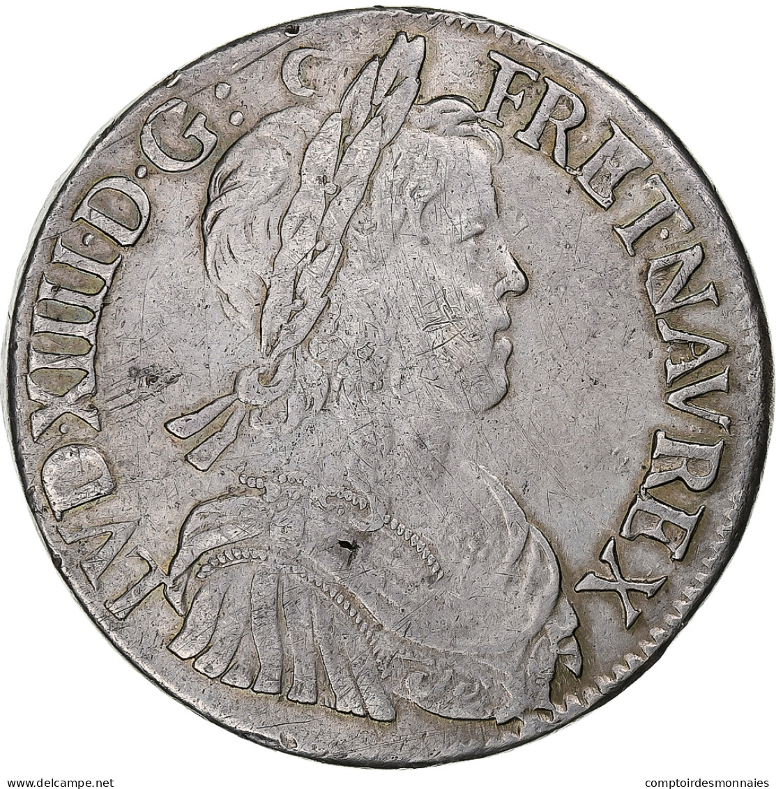 France, Louis XIV, Écu à La Mèche Longue, 1653, Rennes, Argent, TTB - 1643-1715 Louis XIV The Great