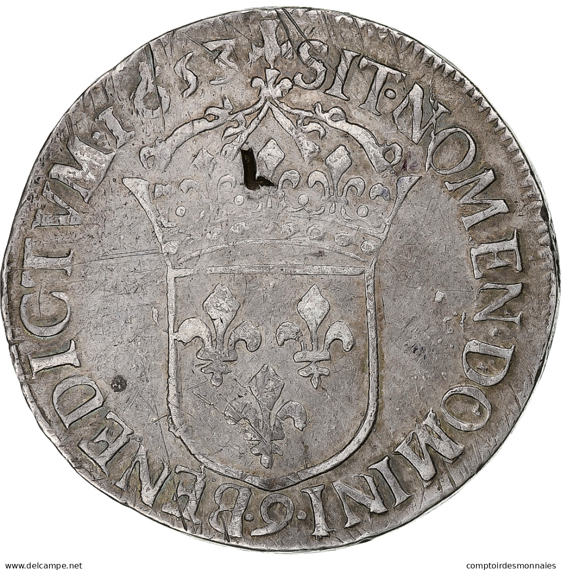 France, Louis XIV, Écu à La Mèche Longue, 1653, Rennes, Argent, TTB - 1643-1715 Louis XIV The Great