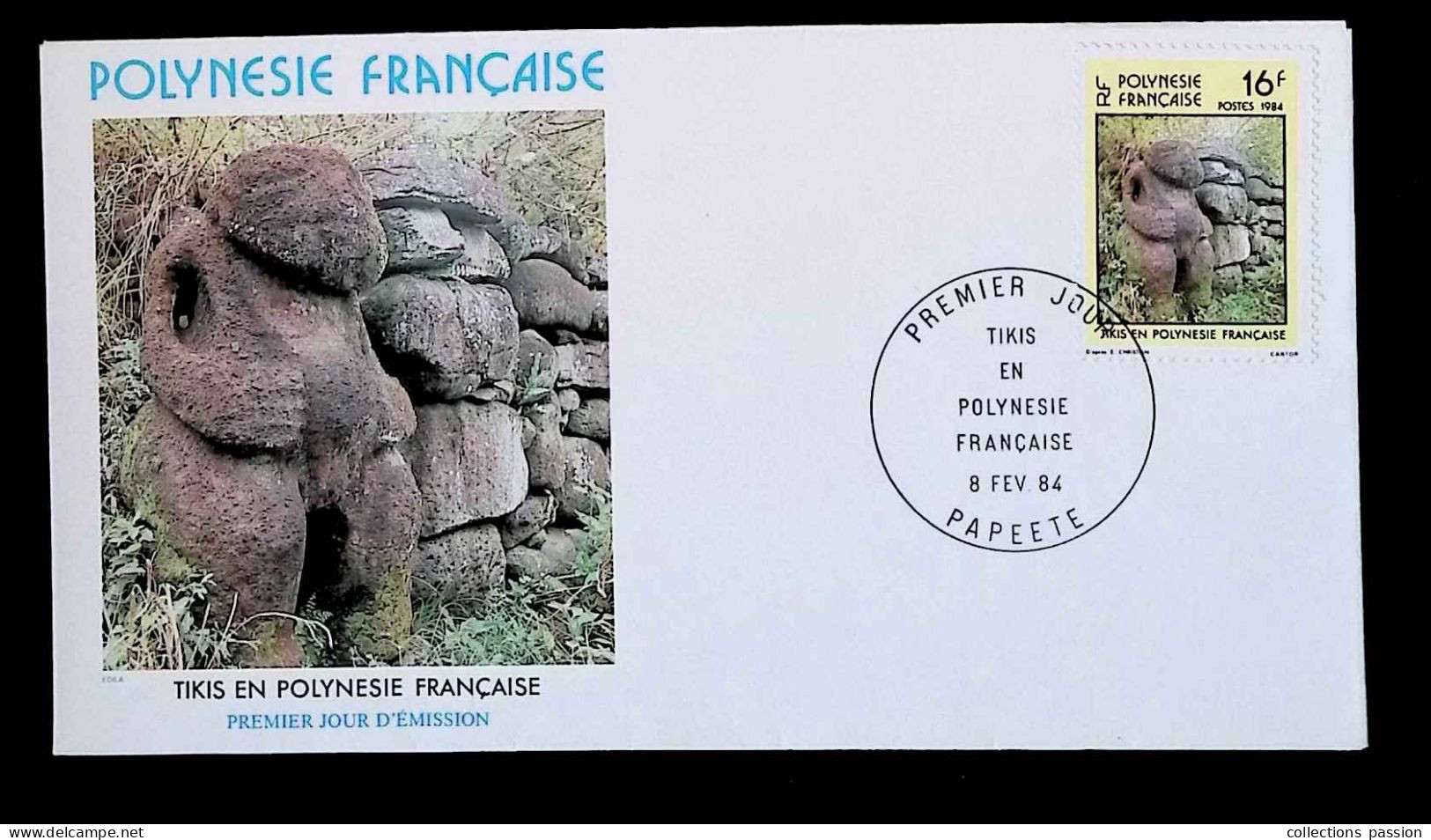 CL, FDC, 1 Er Jour, Polynésie Française, Papeete, 8 Fév. 84, Tikis En Polynésie Française - Storia Postale