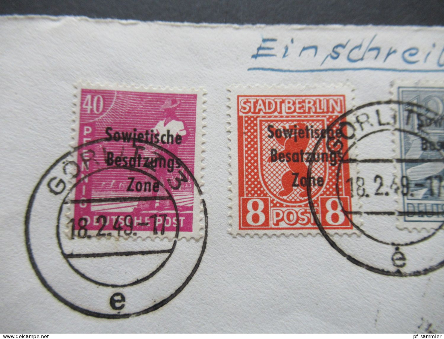 SBZ 18.2.1949 Mi.Nr.229 MiF Mit Marken Mit Aufdruck Einschreiben Not R-Zettel Görlitz 3 - Menden In Westfalen Mit Ank St - Covers & Documents