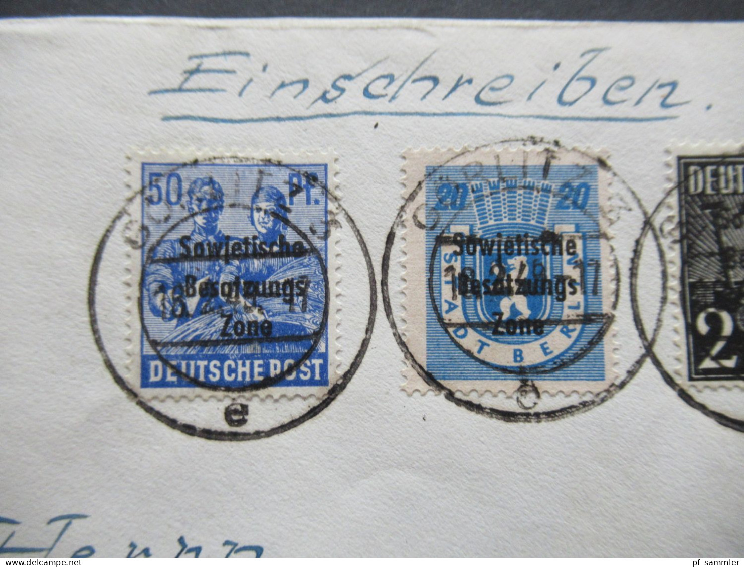 SBZ 2.1949 Mi.Nr.228 MiF Marken Mit Aufdruck Einschreiben Not R-Zettel Görlitz 3 - Menden In Westfalen Mit Ank Stp. - Brieven En Documenten