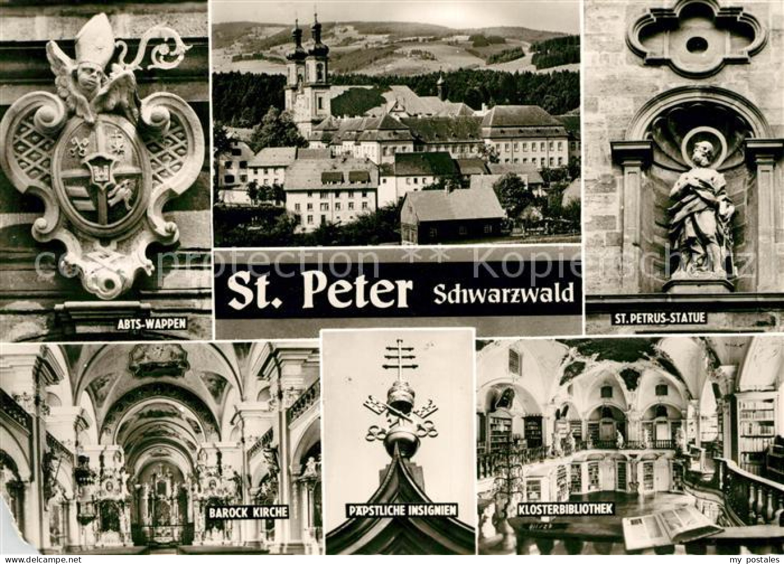 73095050 Peter Schwarzwald St Abtswappen Petrus Statue Barockkirche Klosterbibli - St. Peter