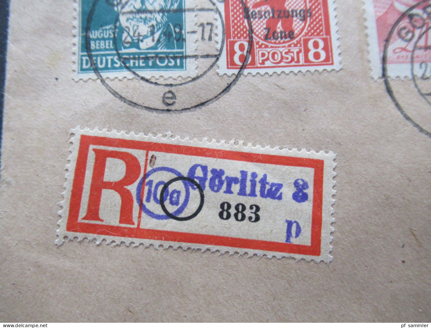 SBZ 1.1949 Nr.229 MiF Marken Mit Aufdruck Einschreiben Not R-Zettel Görlitz 3 - Menden In Westfalen Mit Ank Stp. - Storia Postale