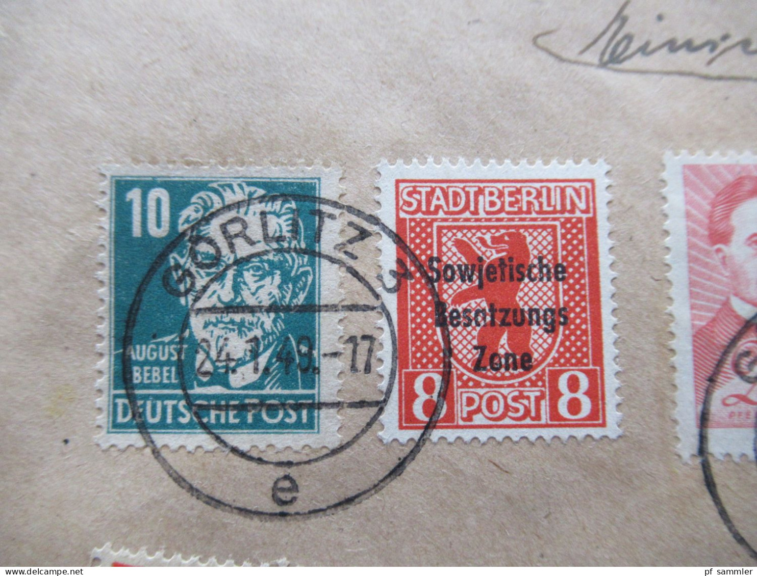 SBZ 1.1949 Nr.229 MiF Marken Mit Aufdruck Einschreiben Not R-Zettel Görlitz 3 - Menden In Westfalen Mit Ank Stp. - Storia Postale