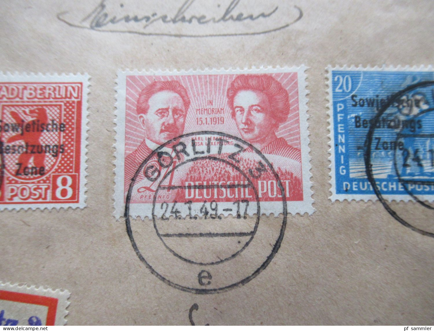 SBZ 1.1949 Nr.229 MiF Marken Mit Aufdruck Einschreiben Not R-Zettel Görlitz 3 - Menden In Westfalen Mit Ank Stp. - Lettres & Documents