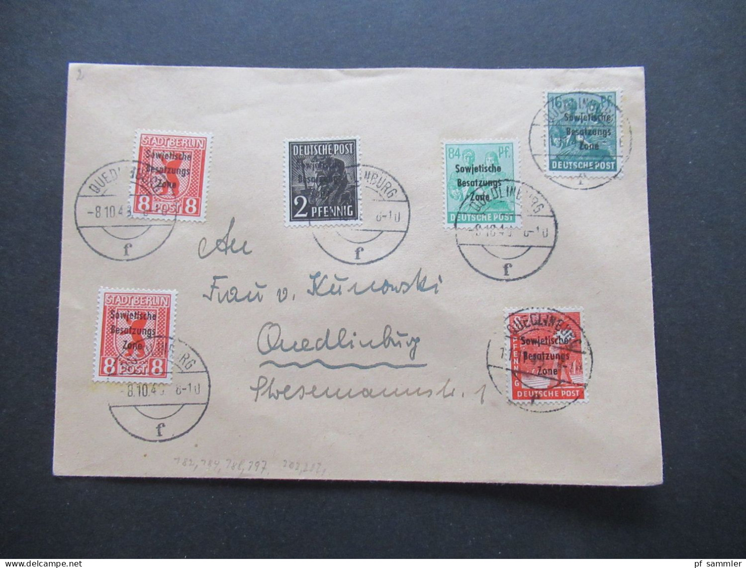 SBZ 8.10.1948 Marken Mit Aufdruck SBZ / Verschiedene Ausgaben! Tagesstempel Quedlinburg / Ortsbrief Quedlinburg - Briefe U. Dokumente