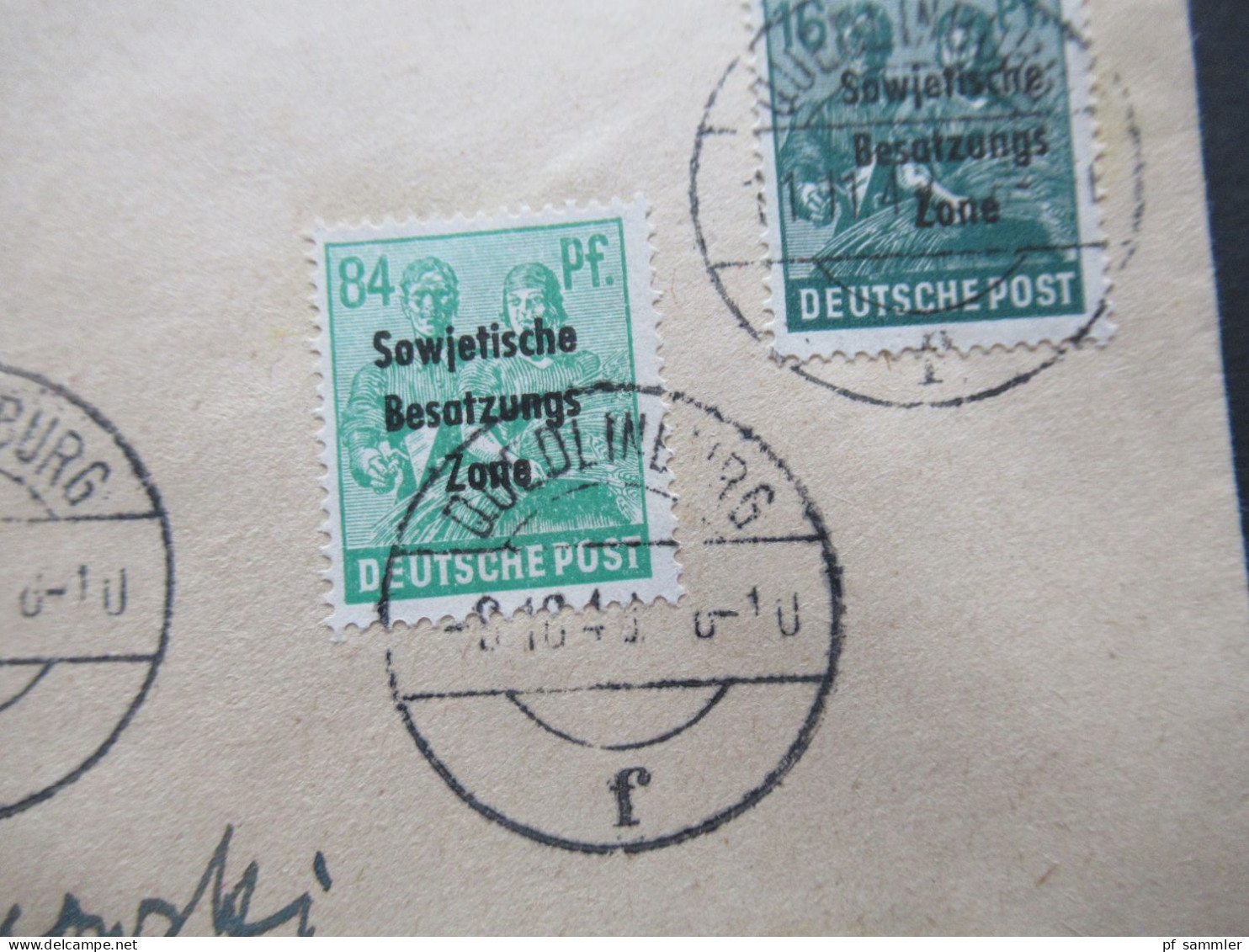 SBZ 8.10.1948 Marken mit Aufdruck SBZ / verschiedene Ausgaben! Tagesstempel Quedlinburg / Ortsbrief Quedlinburg