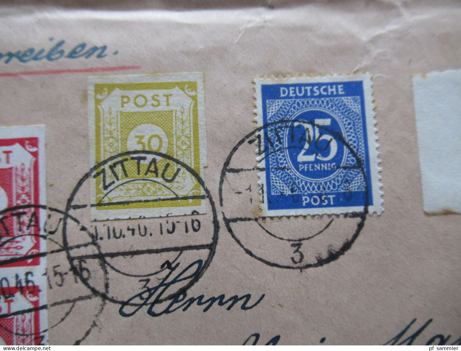 SBZ 1.10.1946 MiF Ostsachen Und Kontrollrat Ziffer Randstücke!! Einschreiben Zittau 3 Nach Bösperde Westfalen Ank. Stp. - Storia Postale