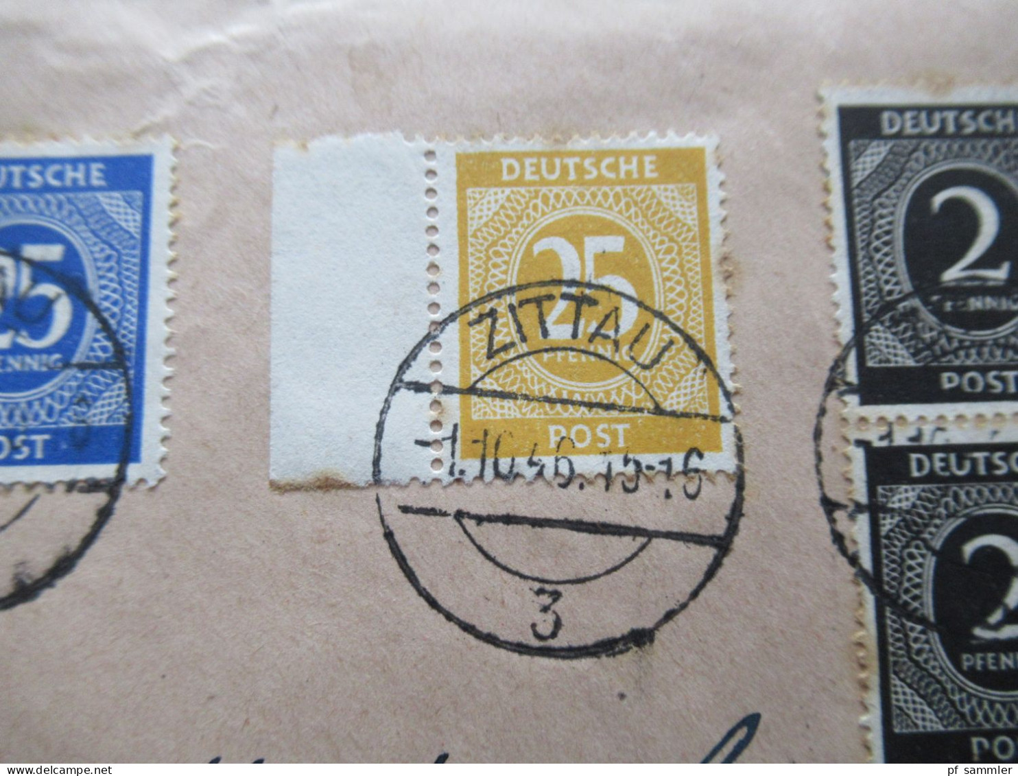 SBZ 1.10.1946 MiF Ostsachen Und Kontrollrat Ziffer Randstücke!! Einschreiben Zittau 3 Nach Bösperde Westfalen Ank. Stp. - Storia Postale