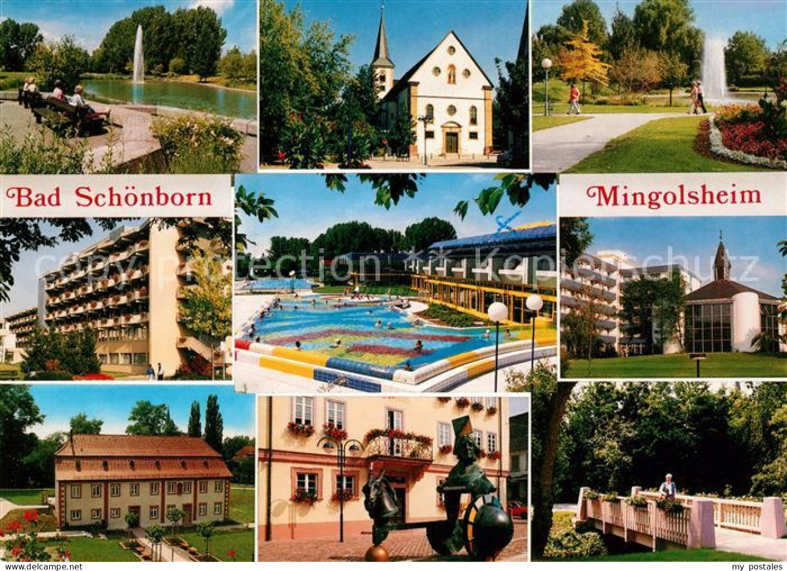 73094047 Mingolsheim Kirche Park Denkmal Schwimmbad Kursanatorium Mingolsheim - Bad Schoenborn