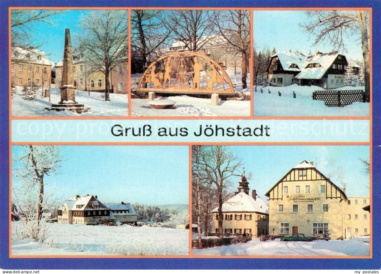 73093980 Joehstadt Postmeilensaeule Schwibbogen Gaststaette Ferienheim Berghof   - Jöhstadt