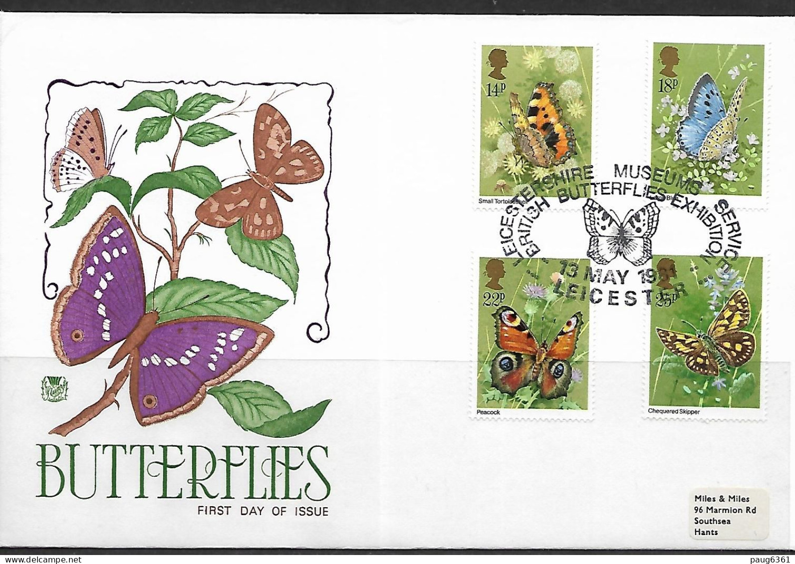 GRANDE-BRETAGNE 1981 FDC PAPILLONS  YVERT  N°992/995 - Papillons