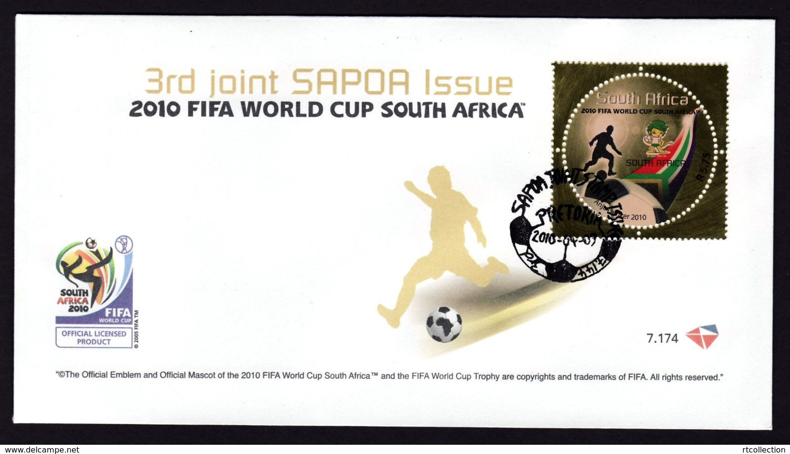 South Africa RSA 2010 First Day Cover FDC FIFA World Cup Football Game Soccer Sports Round Shape 3rd Joint Issue Stamps - Emissions Communes