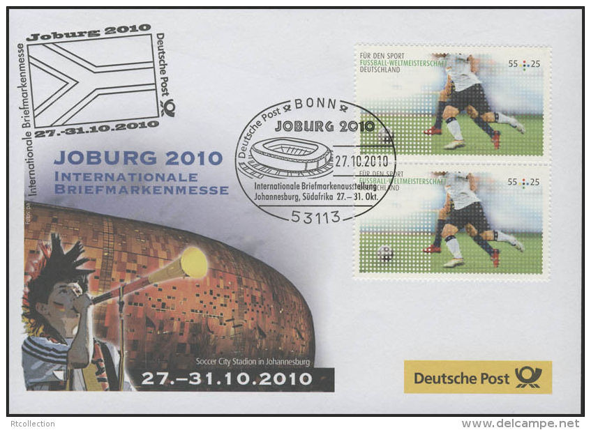 South Africa FDC FJOBURG Johannesburg 2010 Internl Briefmarkenmesse Deutshe Post Soccer Stadion Football Sports Stamps - 2010 – Afrique Du Sud