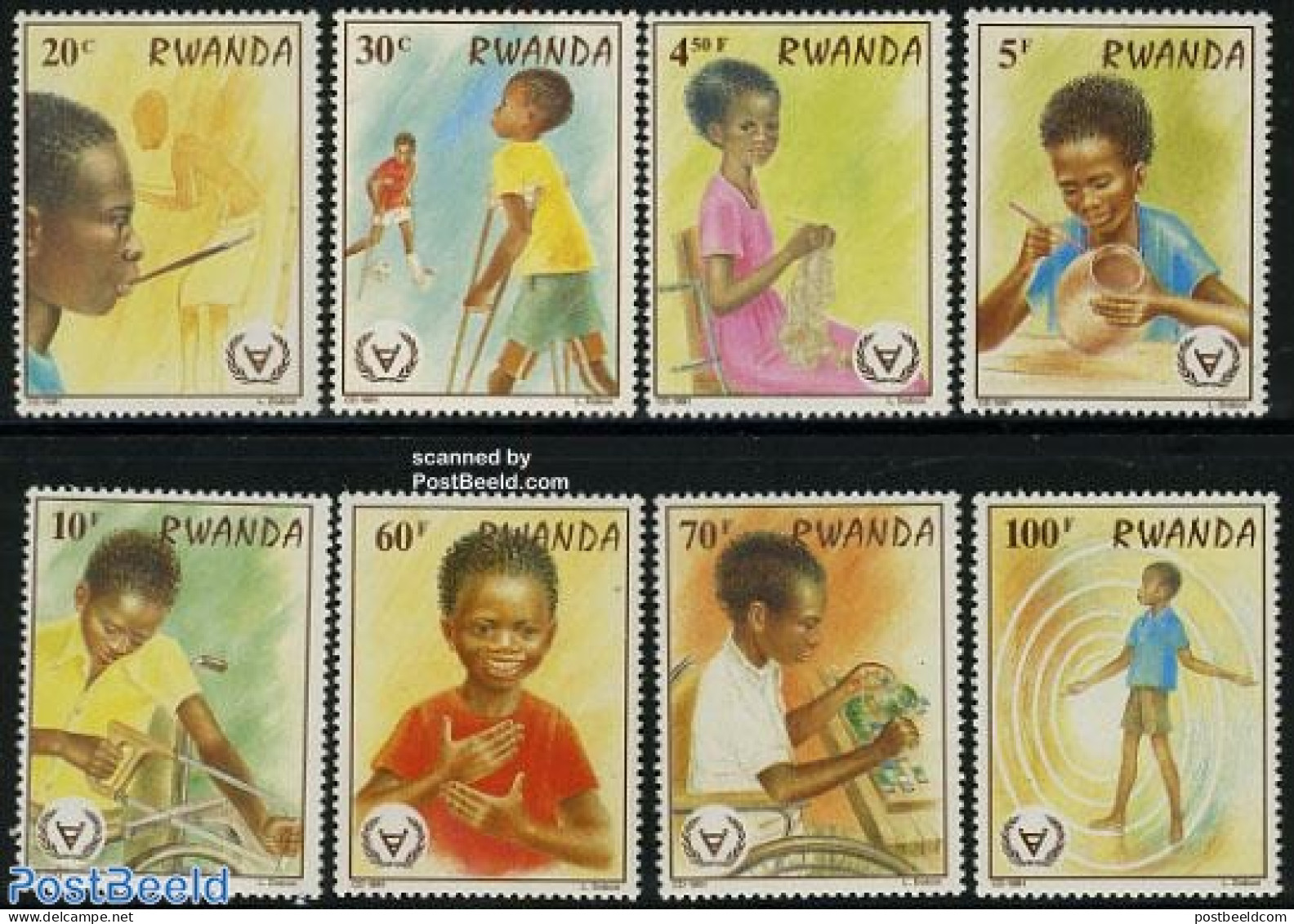 Rwanda 1981 International Year Of Disabled People 8v, Mint NH, Health - Disabled Persons - Int. Year Of Disabled Peopl.. - Handicap