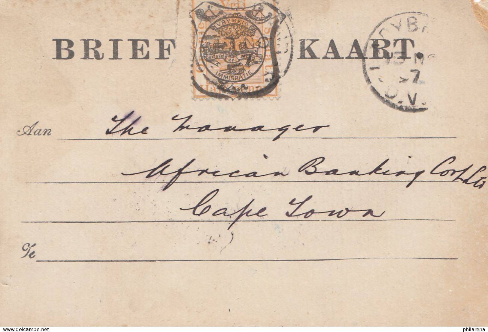 South Africa 1897: Ladybrand To Cape Town - Autres & Non Classés