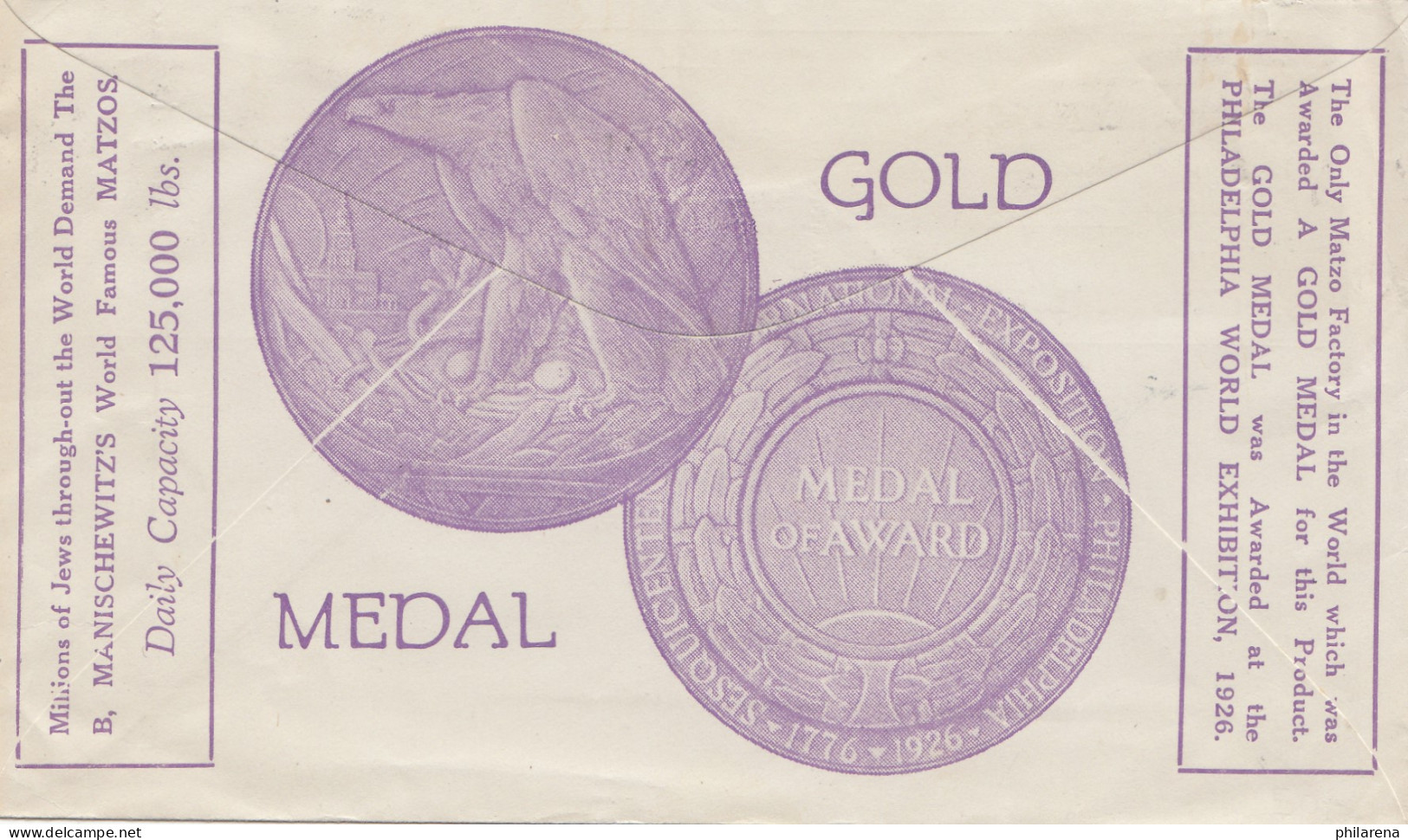 South Africa 1929: Cape Town To Chemnitz, Gold Medal On The Back - Autres & Non Classés