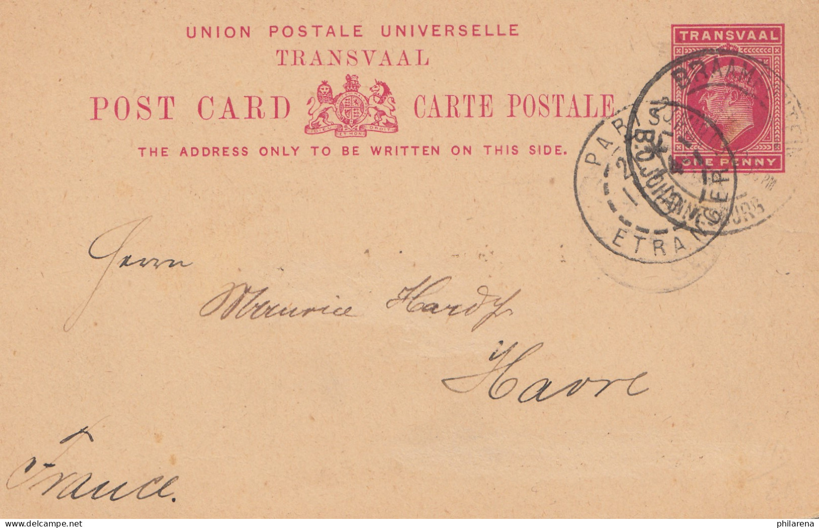 South Africa 1903: Johannesburg Post Card To Le Havre - Autres & Non Classés