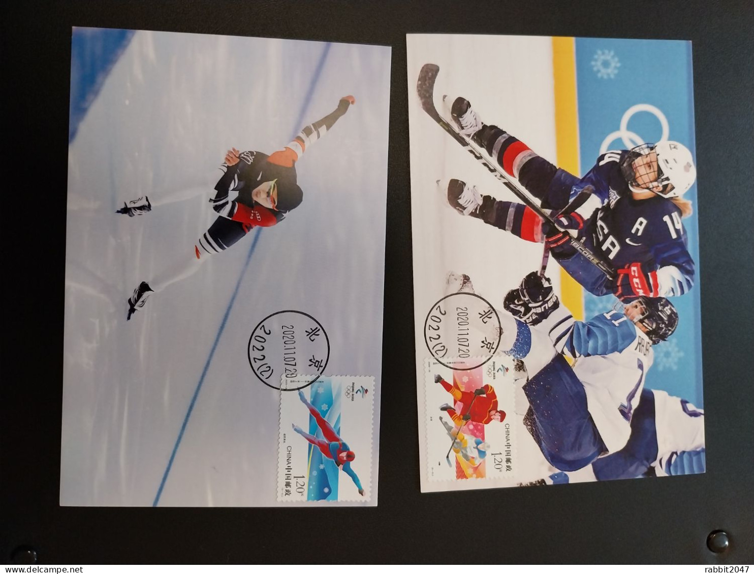 CHINA: 5 Winter Olympics, Winter Sports, Figure Skating, Speed Skating Maximum Card - Cartoline Maximum