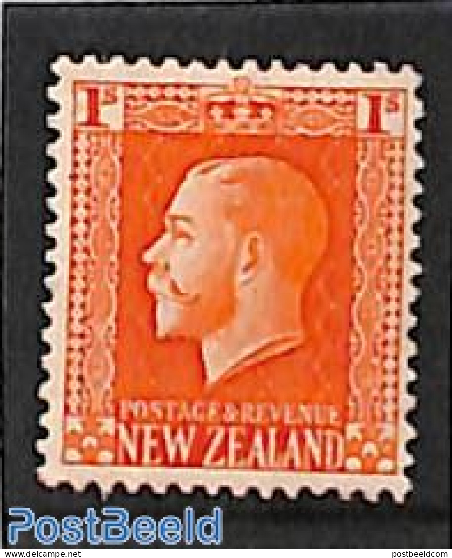 New Zealand 1915 1sh, Perf. 14:13.5, Stamp Out Of Set, Unused (hinged) - Ongebruikt
