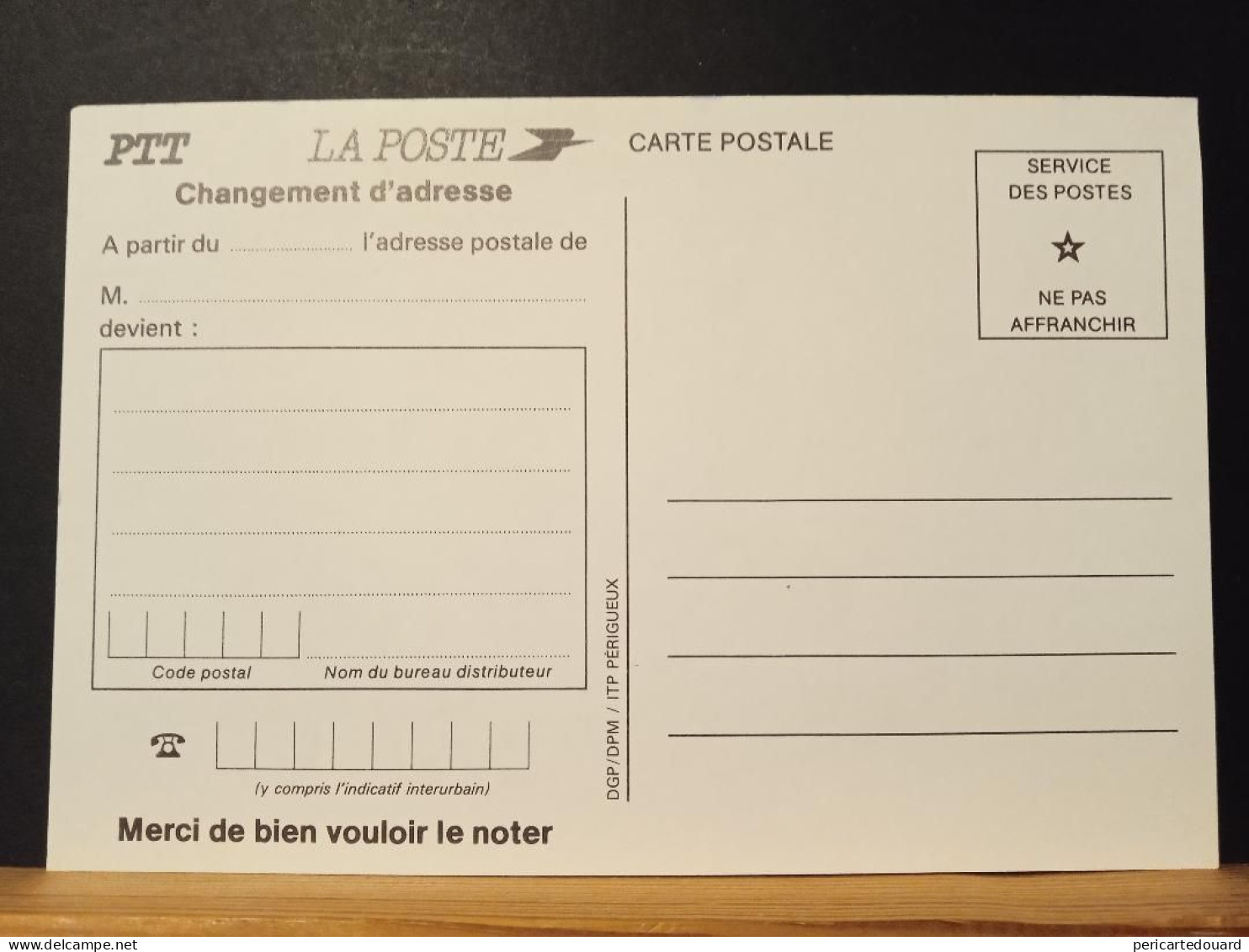 Code Postal, Carte Postale En Franchise "Changement D'adresse? Communiquez Votre Code Postal". Neuve - Cartas & Documentos