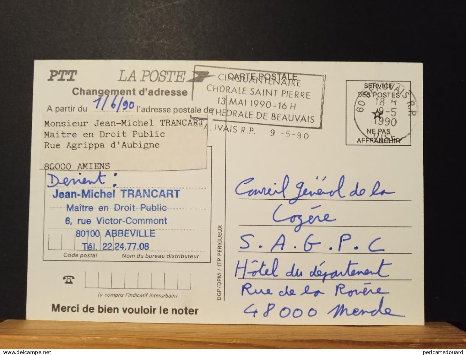 Code Postal, Carte Postale, Circulée En Franchise "Changement D'adresse? Communiquez Votre Code Postal". - Covers & Documents