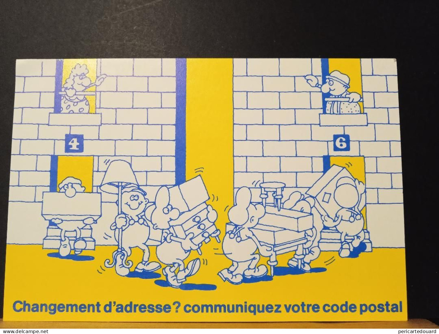 Code Postal, Carte Postale, Circulée En Franchise "Changement D'adresse? Communiquez Votre Code Postal". - Brieven En Documenten