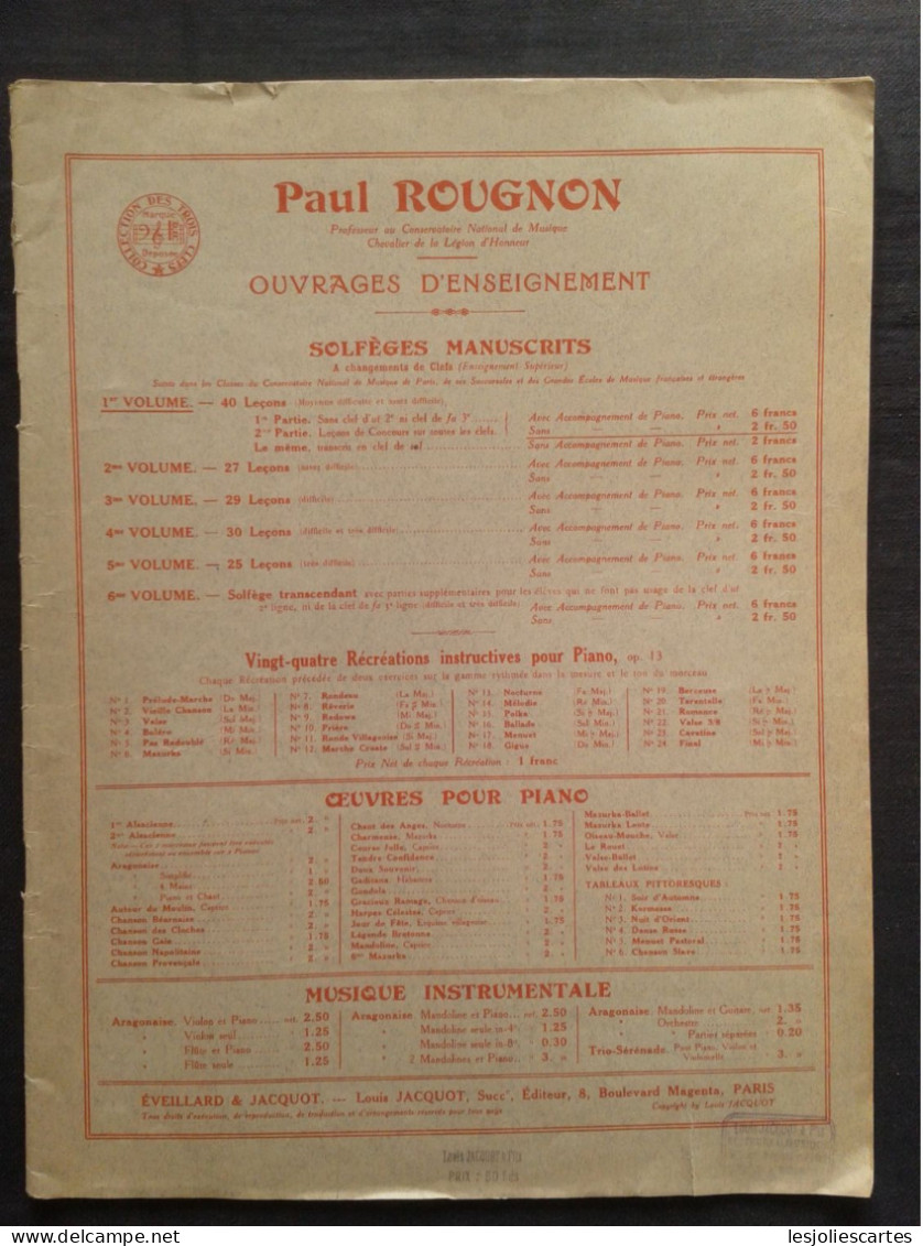 PAUL ROUGNON SOLFEGE MANUSCRIT A CHANGEMENT DE CLEFS VOL 1 PARTITION MUSIQUE - Opera