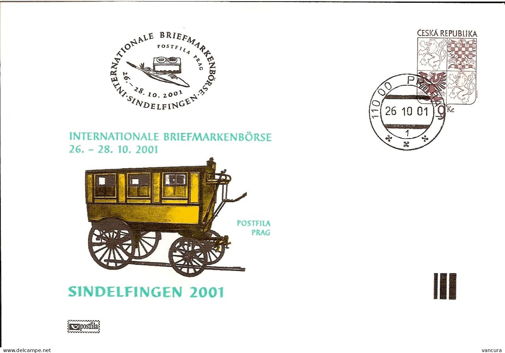 COB A 76 Czech Republic Sindelfingen Stamp Exhibition 2001 - Sobres