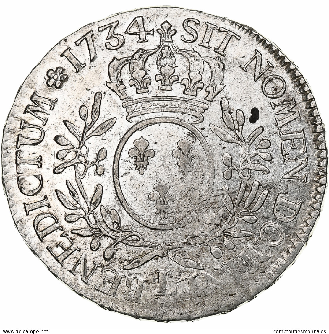 France, Louis XV, Ecu Aux Branches D'olivier, 1734, Bayonne, Argent, TTB - 1715-1774 Luis XV El Bien Amado