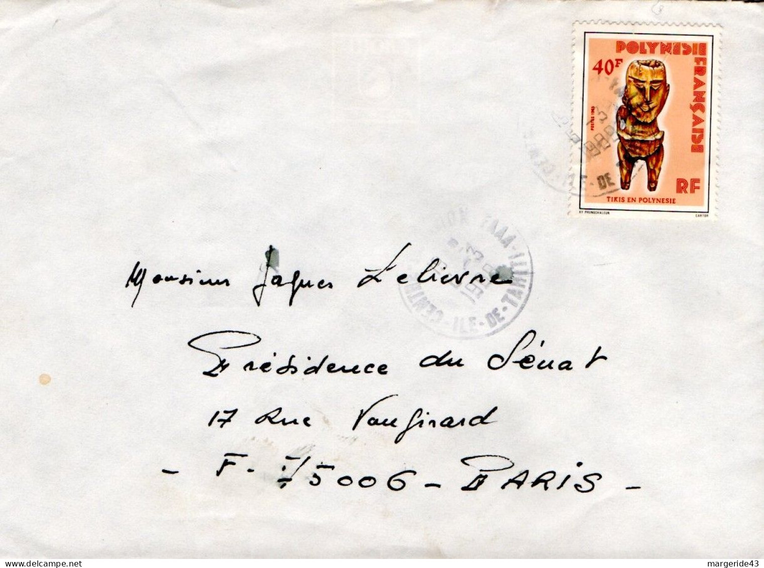 POLYNESIE SEUL SUR LETTRE POUR LA FRANCE 1989 - Covers & Documents