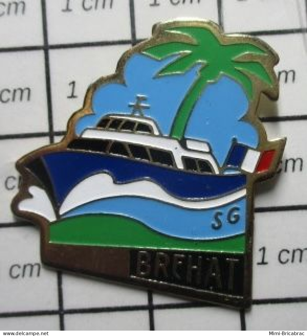 713J  Pin's Pins / Beau Et Rare / BATEAUX / VEDETTE PALMIER BREHAT BRETAGNE - Boten