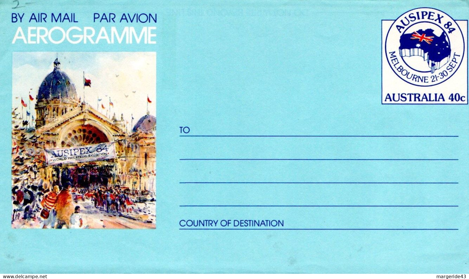 AUSTRALIE AEROGRAMME NEUF AUSIPEX84  40 CENTS - Postal Stationery