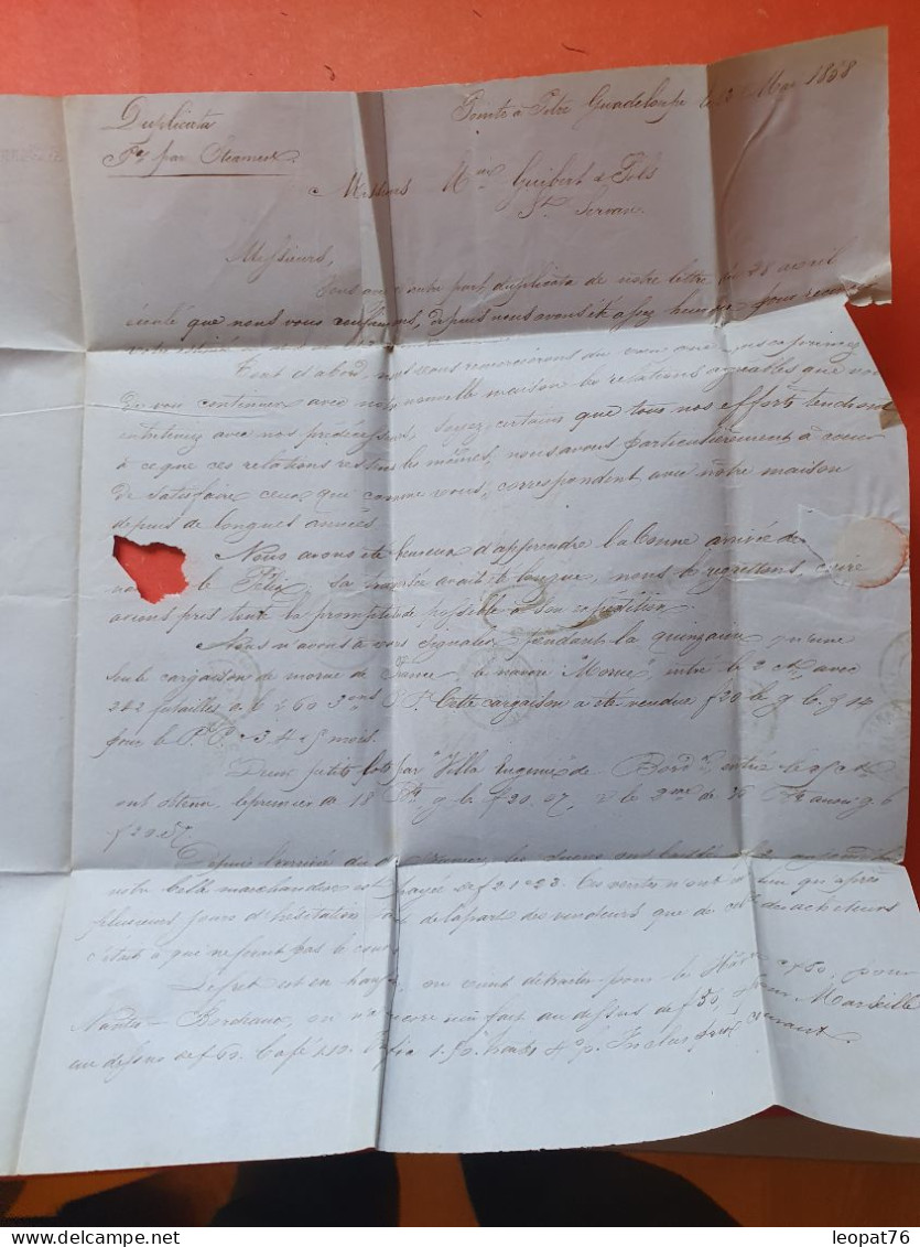 Lettre Avec Texte De Pointe à Pitre Pour St Servan En 1858  - Réf 3396 - Briefe U. Dokumente