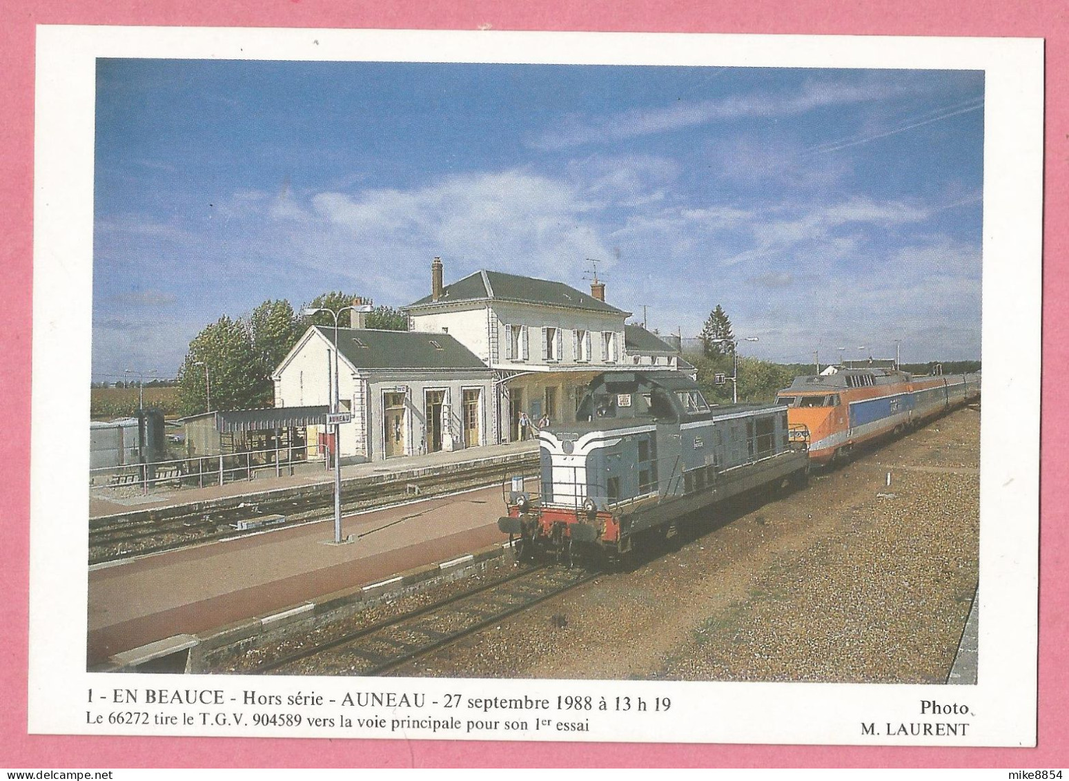 SAS1435  CP AUNEAU (Eure Et Loir)  La Gare - Le  66272 Tire Le T.G.V. 904589 Vers La Voie Principale  Pour Son 1er Essai - Auneau