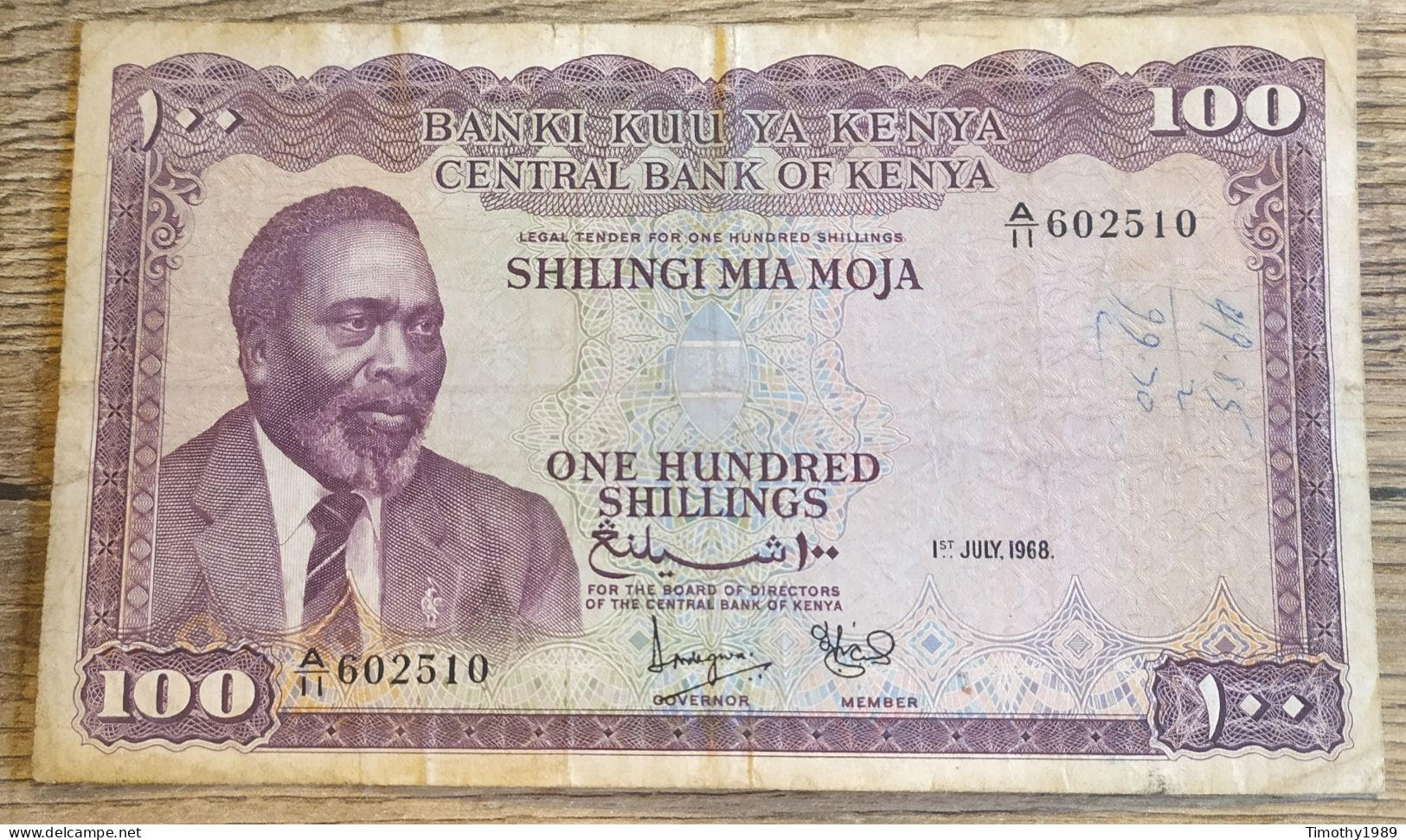 P# 5 - 100 Shillings Kenya (With Arabic Numerals And Text) 1968 - VF (rare!) - Kenia