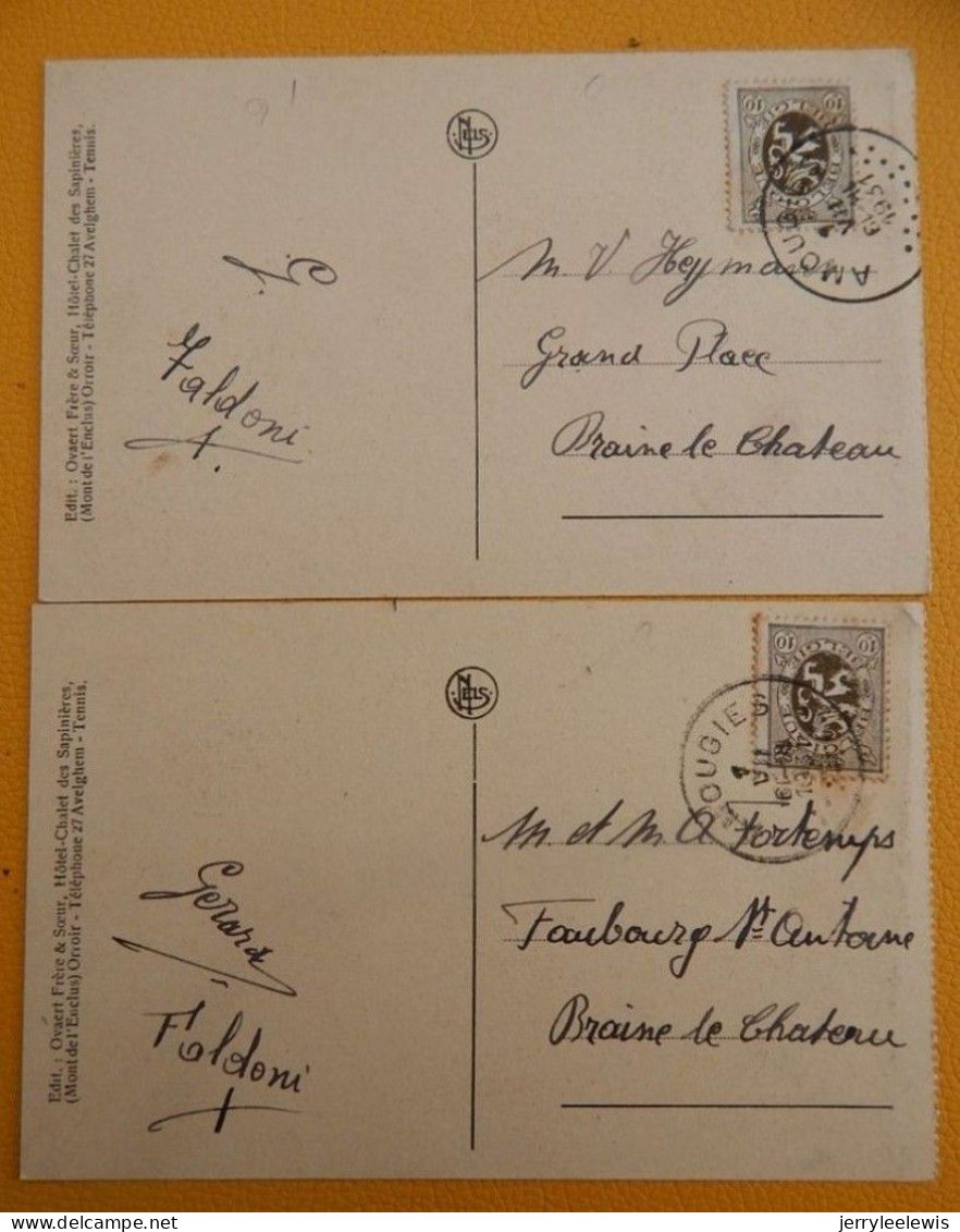 ORROIR - MONT DE L' ENCLUS  - 2 CARTES  : " Sapinières " Et " Coin Du Parc De L'Hôtel Des Sapinières " - Kluisbergen