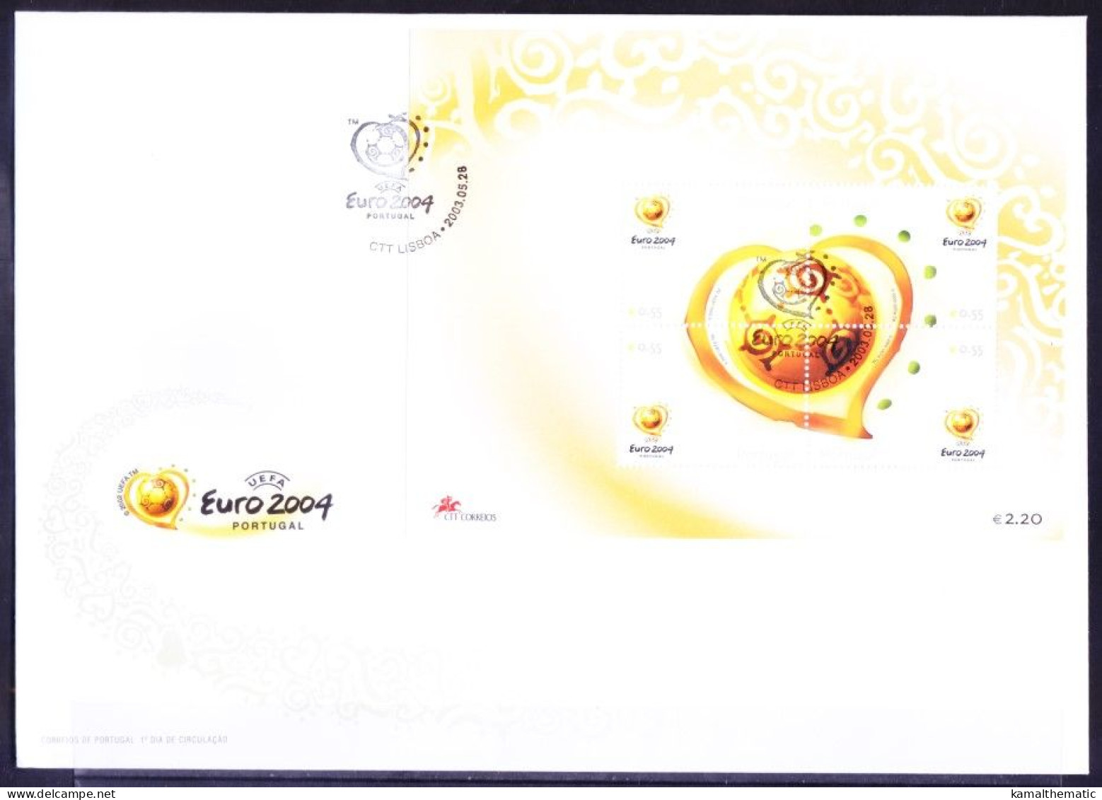 Portugal 2003 FDC With 4v MS, Euro 2004 Football, Soccer, Sports - Championnat D'Europe (UEFA)