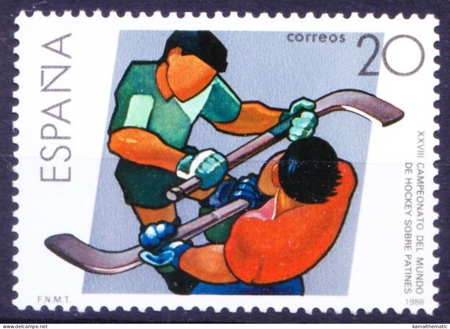 Spain 1988 MNH, Roller Hockey World Championships, Sports - Jockey (sobre Hielo)