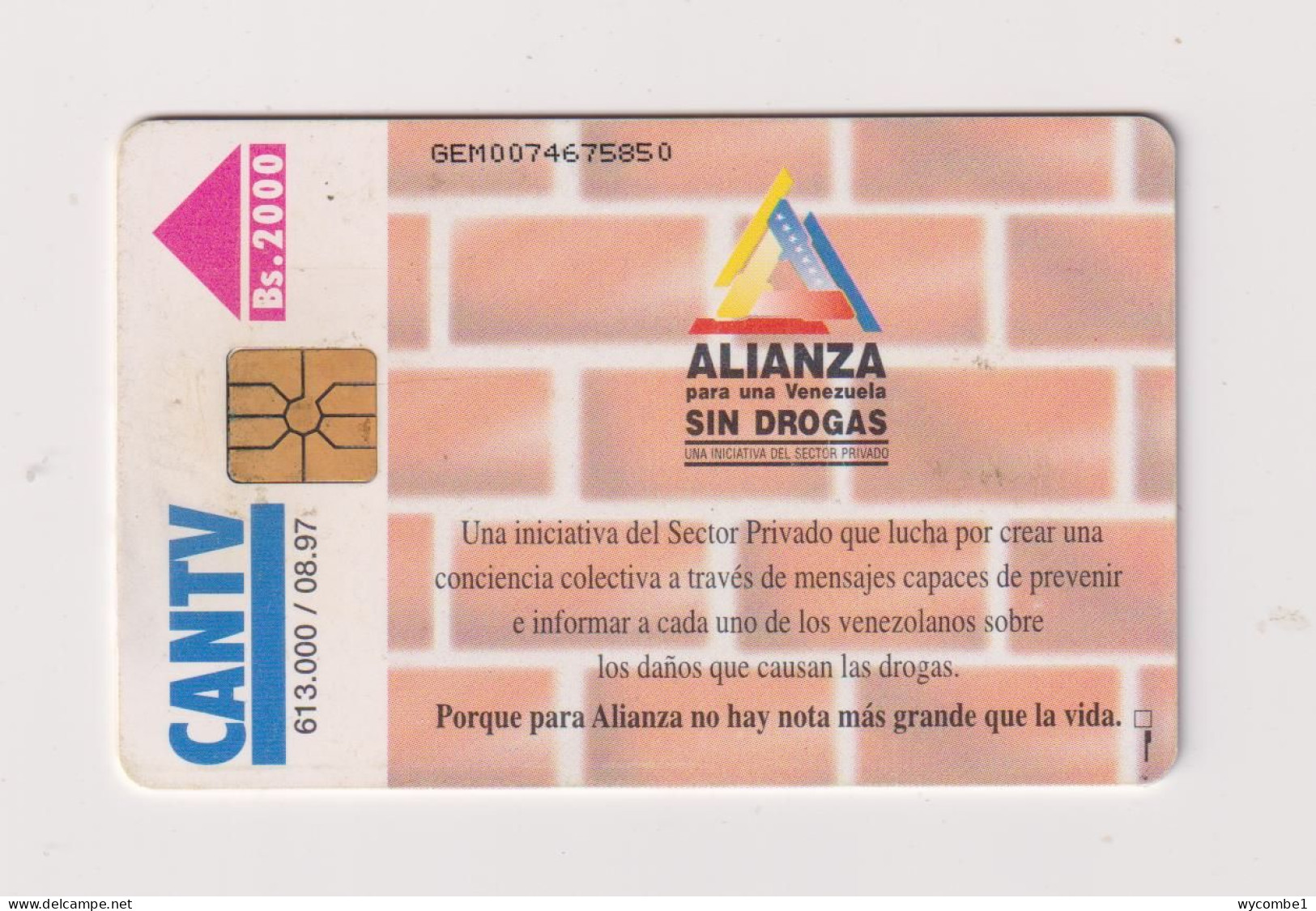 VENEZUELA  -  Alianza Anti AIDS Drugs Chip Phonecard - Venezuela