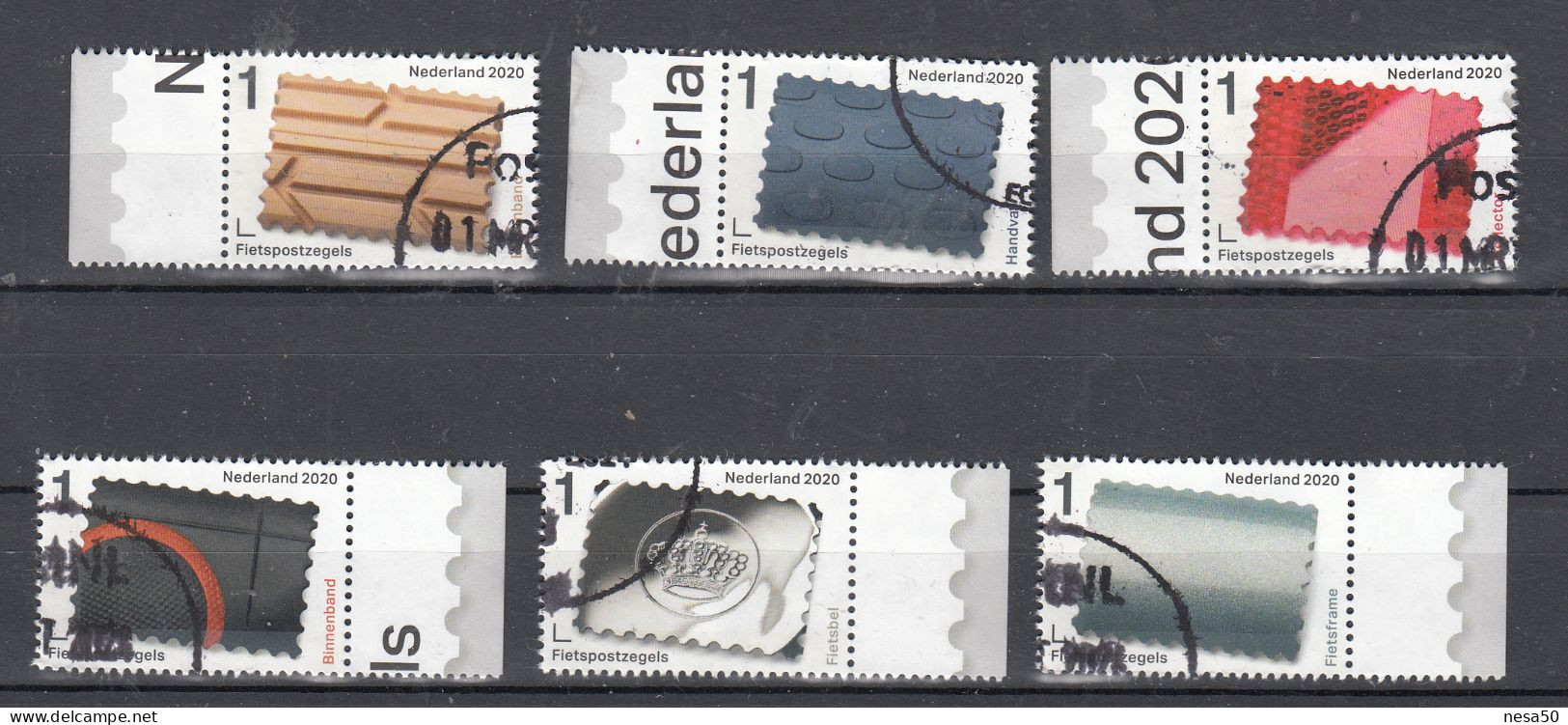 Nederland 2020 Nvph Nr 3859 - 3864, Mi Nr 3937 - 3942, Fietsen, Bike, Fietsbel, Binnen- En Buitenband, Reflector, Frame - Gebruikt