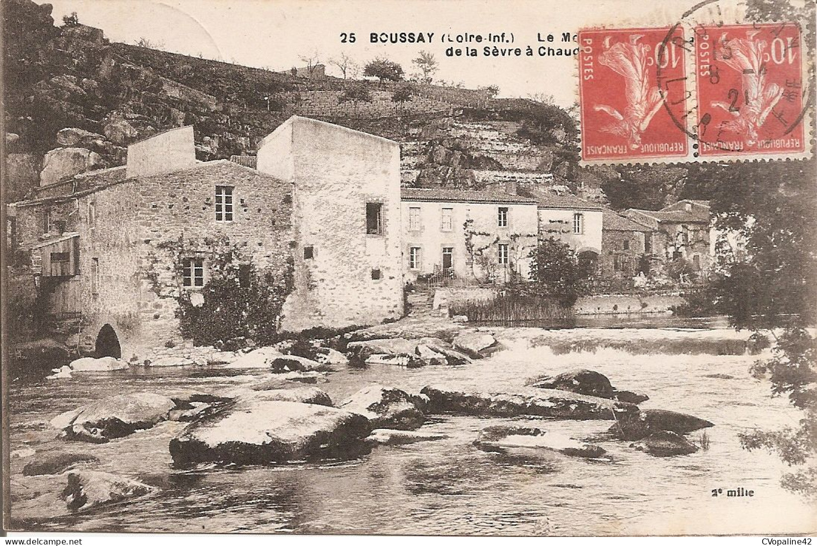 BOUSSAY (44) Le Moulin Et Le Barrage De La Sèvre à Chaudron En 1921 - Boussay