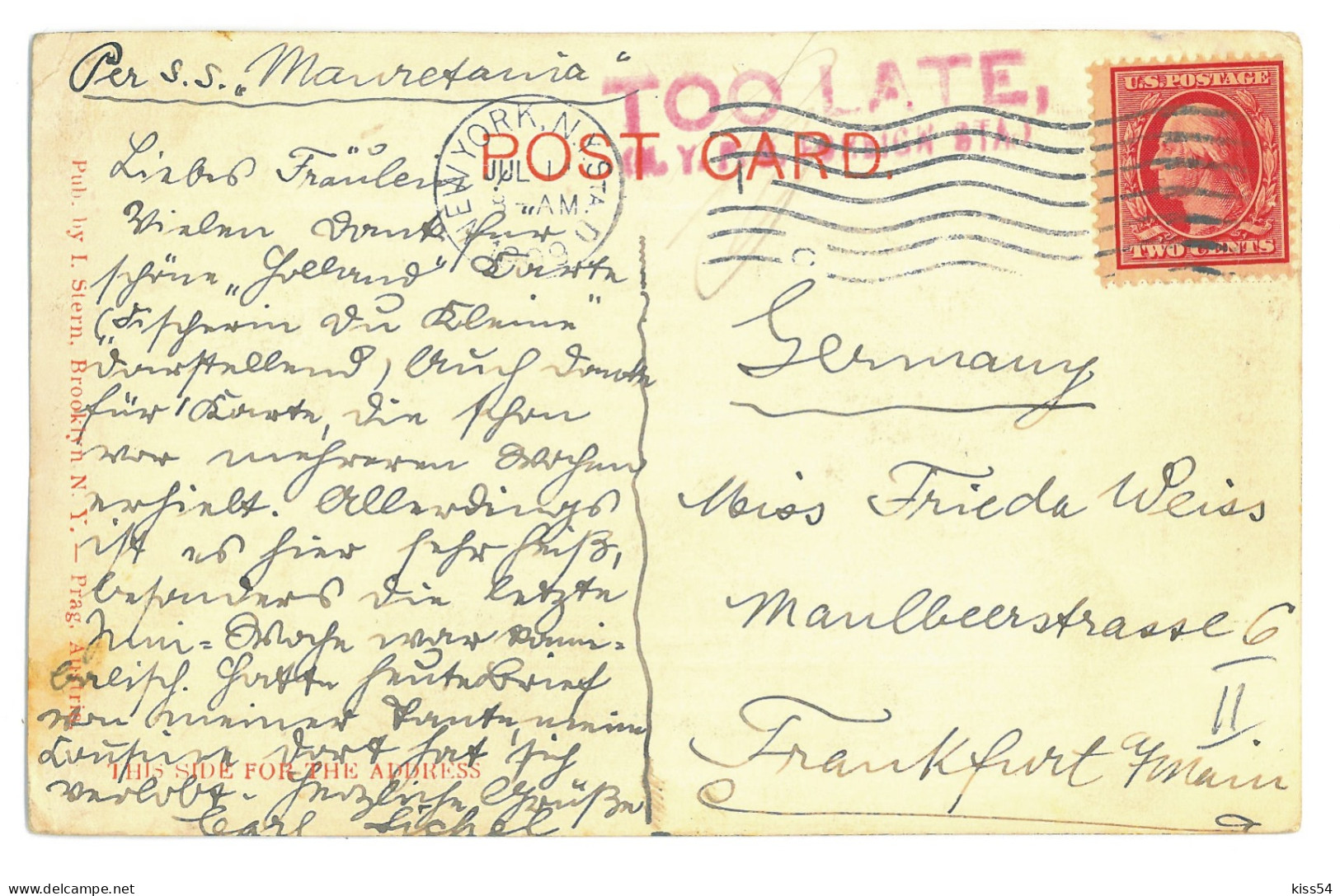 US 28 - 17100 NEW YORK, Litho, U.S. - Old Postcard - Used - 1909 - Parks & Gärten