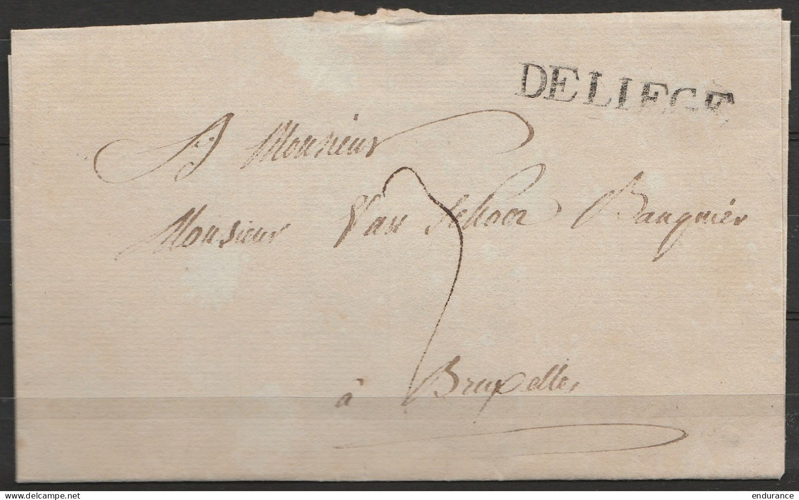 L.datée Août 1790 Pour BRUXELLES + Griffe "DELIEGE" + Port 3 - 1714-1794 (Paises Bajos Austriacos)
