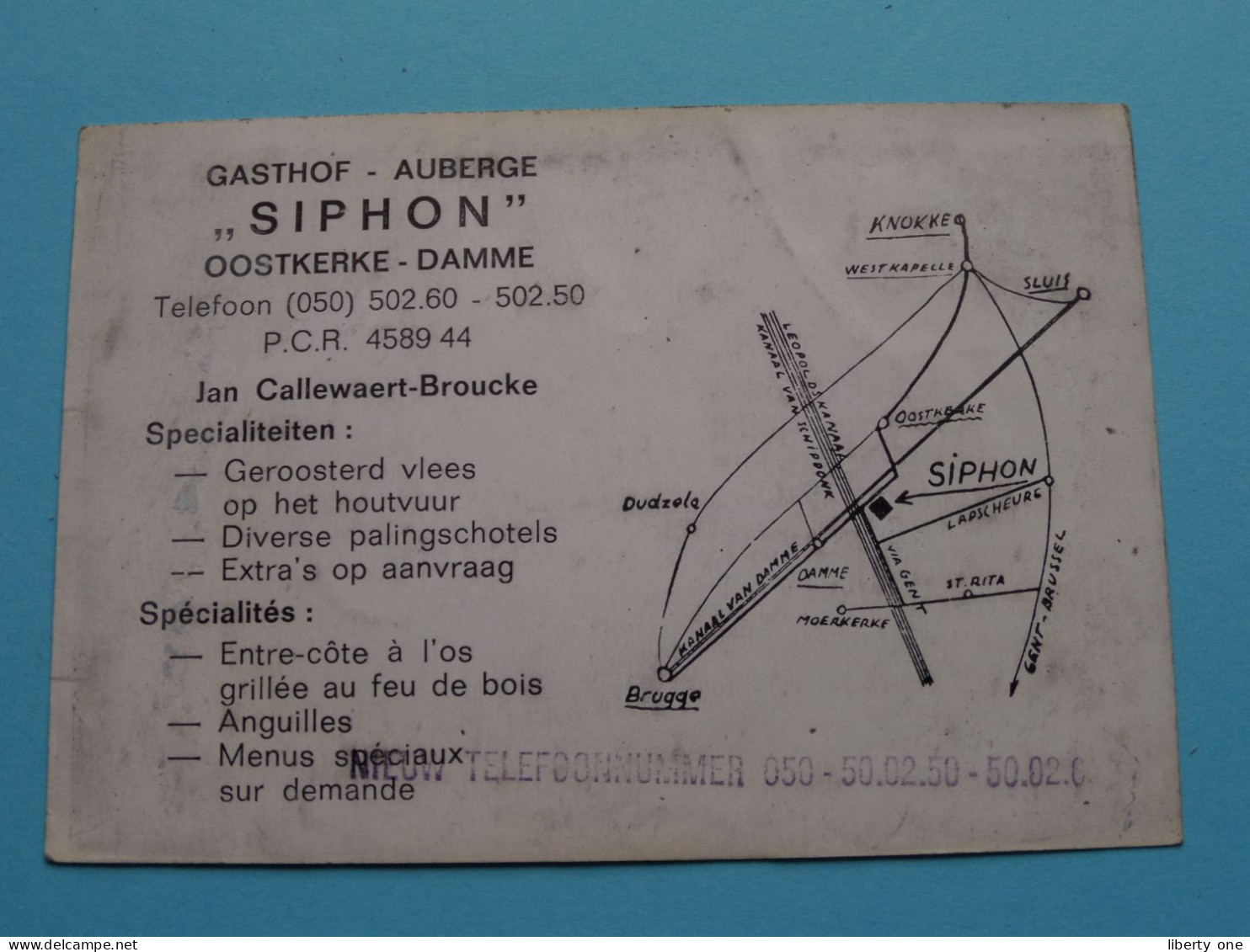 Gasthof - Auberge " SIPHON " OOSTKERKE - DAMME ( Jan Callewaert-Broucke ) > ( Zie / Voir Scans ) ! - Visiting Cards