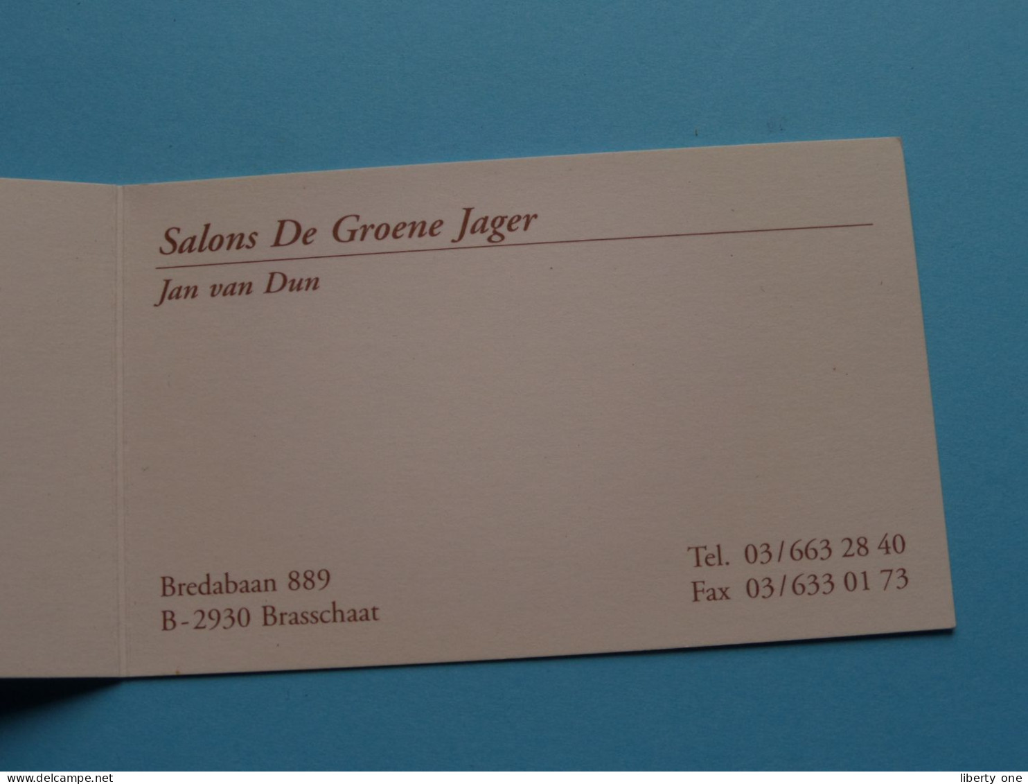 Salons DE GROENE JAGER Brasschaat Bredabaan 889 ( Jan Van Dun ) ( Zie / Voir Scans ) ! - Visitekaartjes