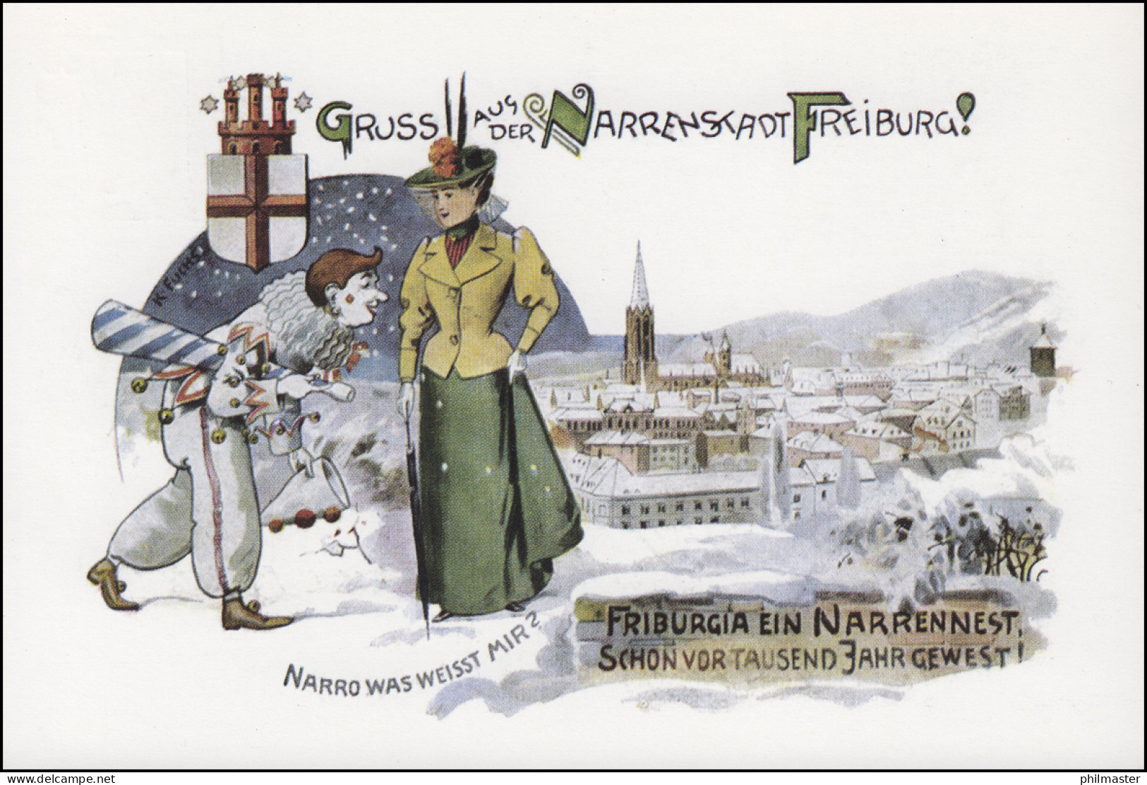 Privatpostkarte PP 103/6 Besuchen Sie Die Narrenschau SSt FREIBURG 14.2.1980 - Private Covers - Mint
