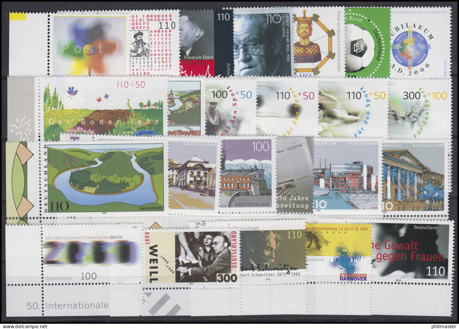 2087-2155 Bund-Jahrgang 2000 Ecken Unten Links, Komplett ** - Annual Collections