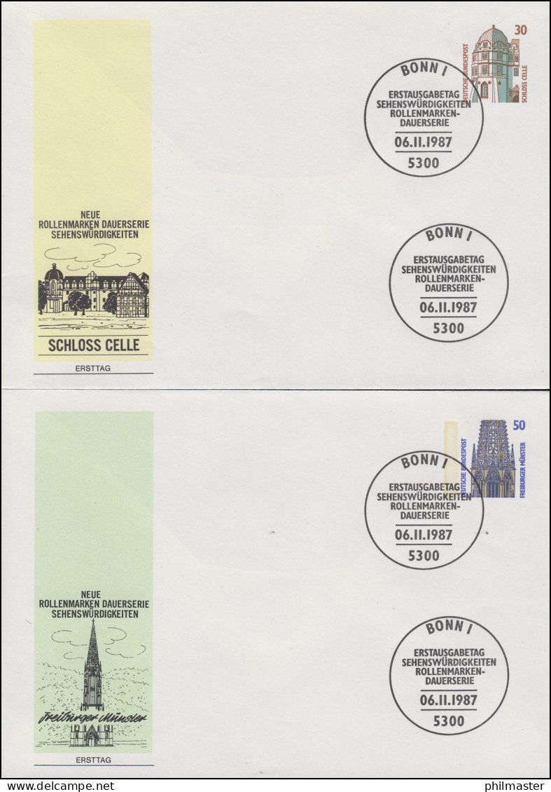 Privatumschläge SWK 1987: PU 285/6, 286/2, 288/6 Und 313/3  Alle Mit ESSt Bonn - Private Covers - Mint