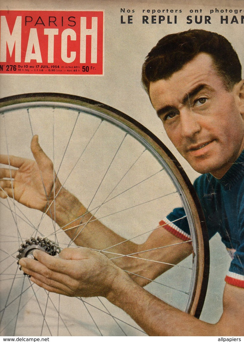 Paris Match N°276 Tour De France 1954 - Drobny A Conquis Wimbledon - Cable D'Indochine : J'ai Vu L'abandon De Nam-Dinh - Informations Générales